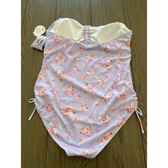 NWT Decree Womens Cottagecore Lavender Floral One-Piece Swimsuit - Picture 2 of 7
